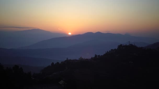 Annapurna Obszar Wschód Słońca Nad Górskim Dolinie Gór Himalaje Mardi — Wideo stockowe