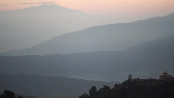 Annapurna Περιοχή Ανατολή Του Ηλίου Πάνω Από Βουνό Στην Κοιλάδα — Αρχείο Βίντεο