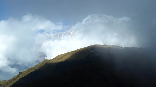 Annapurna South Peak and pass in the Himalaya mountains, Annapurna region, Nepal 4K — Stock Video