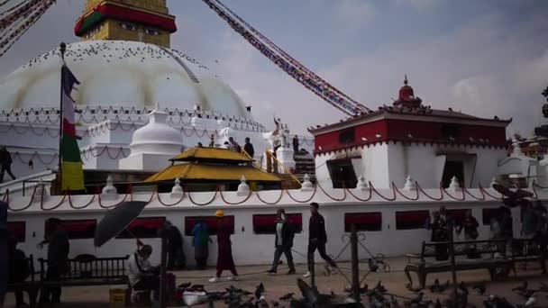 Stupan Bodhnath Kathmandu, Nepal - 12 oktober 2018 — Stockvideo