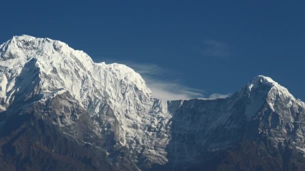 アンナプルナ南ピークとアンナプルナ地域、ネパール ヒマラヤ山脈の峠 — ストック動画