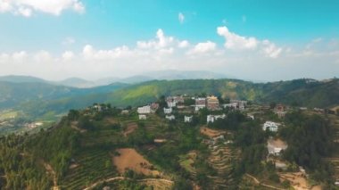 Eski Budist manastır Himalayalar Nepal--dan soluduğumuz hava