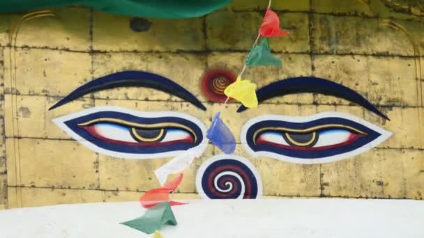 Swayambhunath stupa Oog Boeddha Kathmandu — Stockvideo