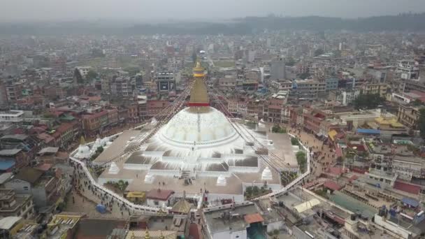 Stupa Bodhnath Kathmandu, Nepal 4K vídeo flat profile Cinelike — Vídeo de Stock