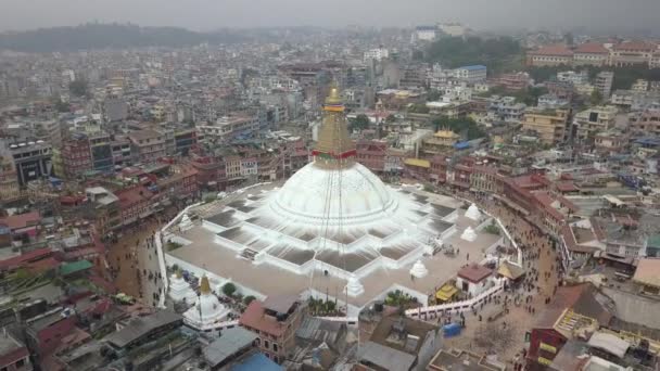 Stupa Bodhnath Desde Aire Katmandú Nepal Octubre 2018 Bodhnath Templo — Vídeo de stock