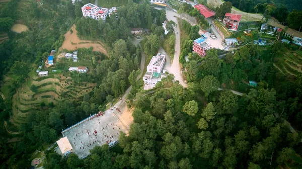 Altes buddhistisches Kloster im Himalaya Nepal aus der Luft — Stockfoto