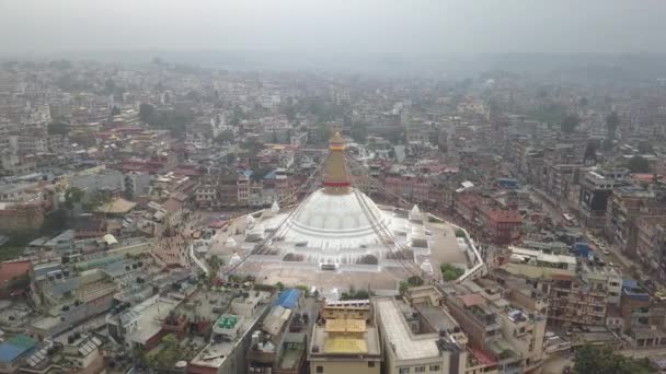 Stupa Bodhnath Kathmandu, Nepal Profilo piatto video 4K Cinelike — Video Stock