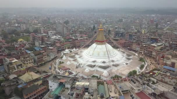 Stoepa Bouddhanath Kathmandu, Nepal 4k video plat profiel Cinelike — Stockvideo