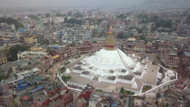 Stoepa Bouddhanath Kathmandu, Nepal 4k video plat profiel Cinelike — Stockvideo