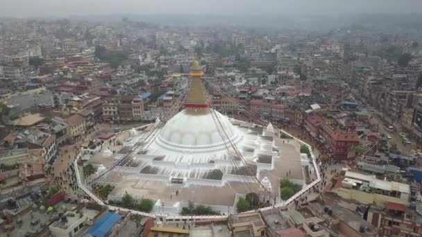 Stoepa Bouddhanath Kathmandu, Nepal 4k video plat profiel Cinelike — Stockvideo