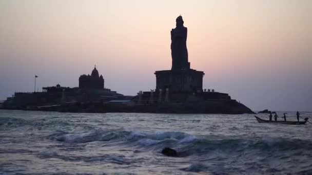 Nascer do sol acima do mar Kanyakumari Comorin cape Índia — Vídeo de Stock