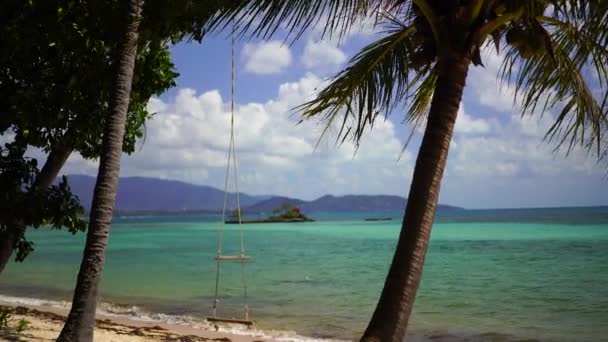 Huśtawka na tropikalnej plaży — Wideo stockowe
