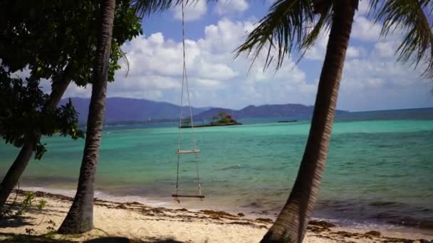 Swing en una playa tropical — Vídeo de stock