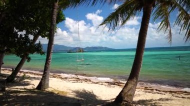 Tropik bir plajda salıncak