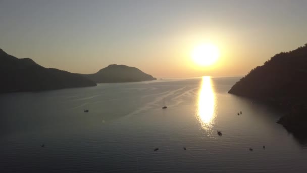 Sunrise silhouette on the beach Turkey — Stock Video