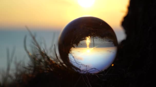 Lensball en la puesta del sol hora de verano Letonia — Vídeos de Stock