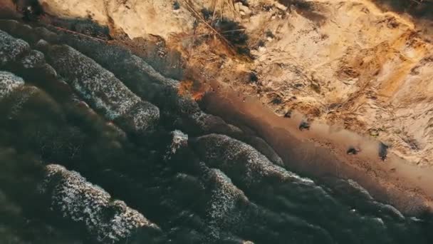 Coucher De Soleil Près De La Côte Mer Baltique Jurkalne Vue Aérienne Lettonie — Video