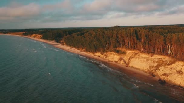 Coucher De Soleil Près De La Côte Mer Baltique Jurkalne Vue Aérienne Lettonie 