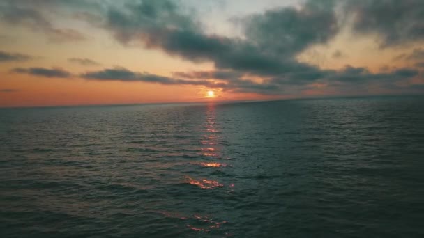 Sunset near coastline Baltic sea Jurkalne Aerial view Latvia — Stock Video