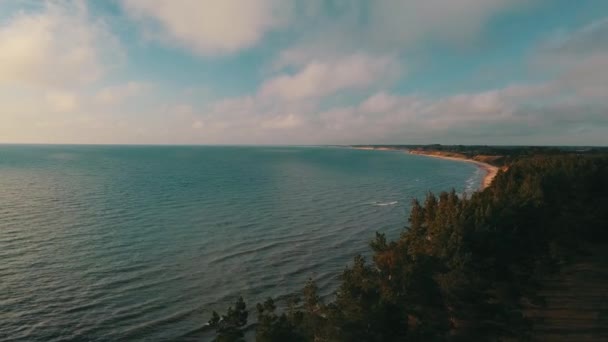 Вид с воздуха на мыс Колка, Балтийское море, Латвия — стоковое видео