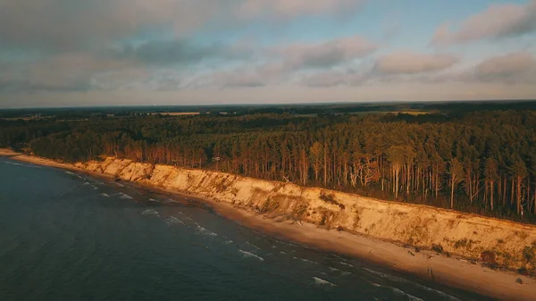 Coucher De Soleil Près De La Côte Mer Baltique Jurkalne Vue Aérienne Lettonie — Photo