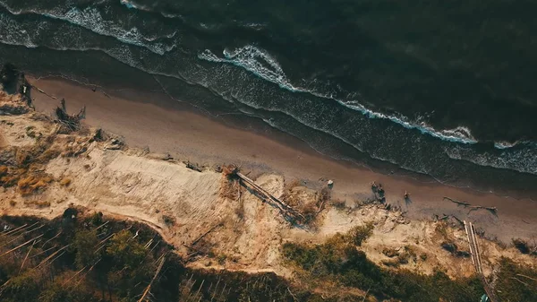 Pôr do sol perto da costa Mar Báltico Jurkalne Vista aérea Letónia — Fotografia de Stock