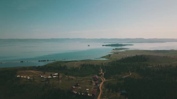 Sarma Valley View Baikal Lake Siberië vanuit de lucht — Stockvideo
