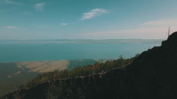 Sarma Dolina widok Baikal jezioro Siberia z powietrza — Wideo stockowe