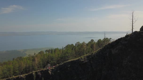 Sarma valley view Baikal lake Siberia from air — Stock Video