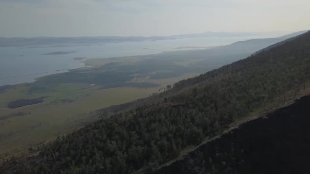 Sarma-Tal Blick auf den Baikalsee Sibirien aus der Luft — Stockvideo