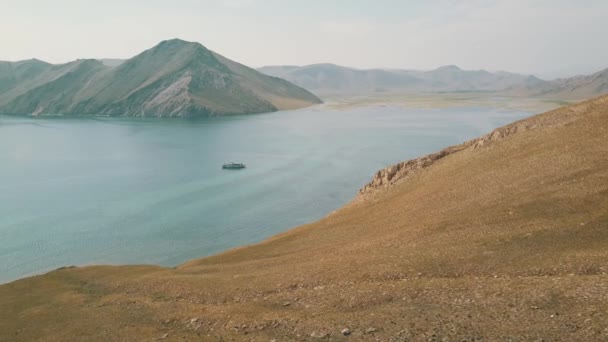 Anga valley view Baikal lake Siberia from air — Stock Video