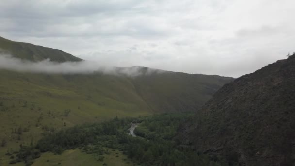 Sarma Valley View Baikal Lake Siberië vanuit de lucht — Stockvideo