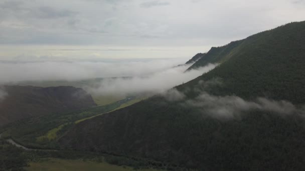 Sarma valley view Baikal lake Siberia from air — Stock Video