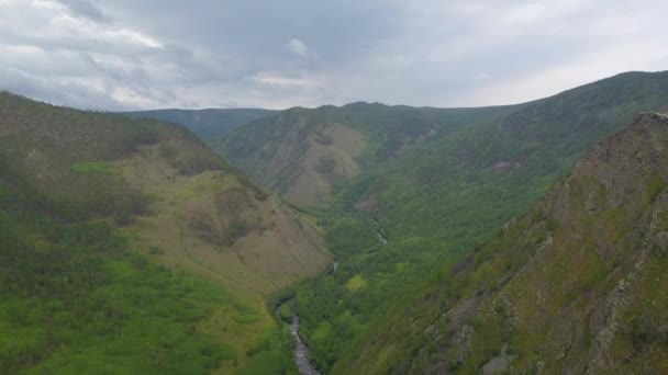 Sarma valley view Baikal lake Siberia from air — Stock Video