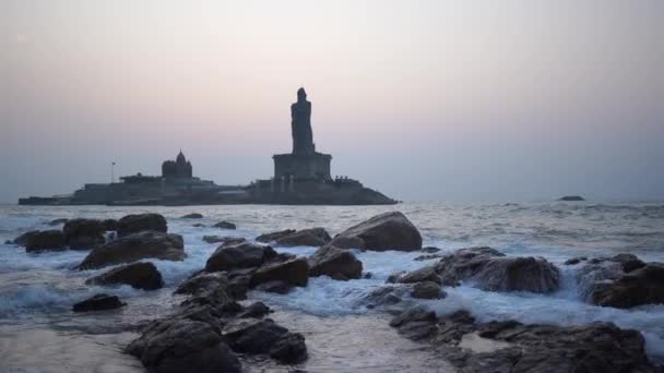 Zonsopkomst boven de zee Kanyakumari Comorin kaap India — Stockvideo