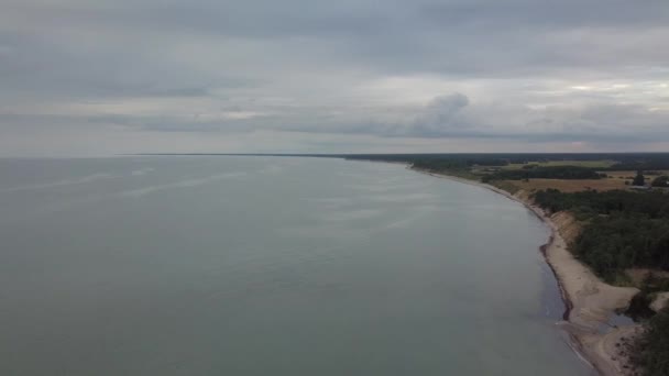 Побережье Балтийского моря Юркалне Вид с воздуха Латвия — стоковое видео