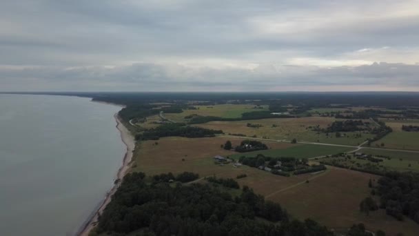 Побережье Балтийского моря Юркалне Вид с воздуха Латвия — стоковое видео