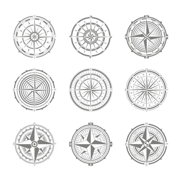 Vector Icon Set Compass Rose Your Design — Stock Vector