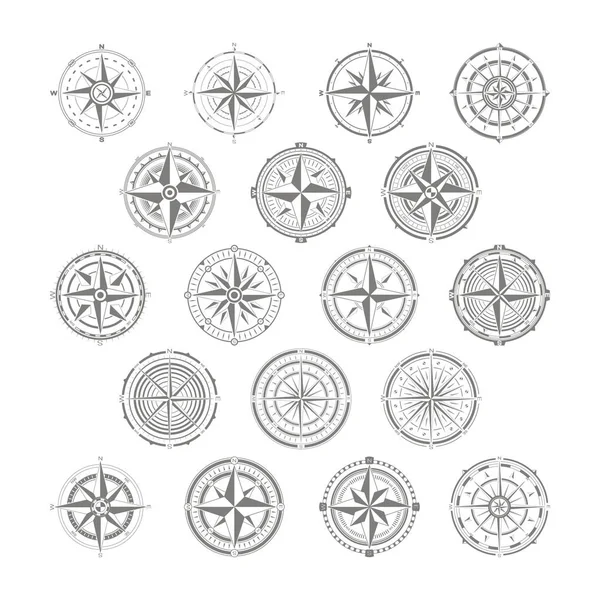 Vector Icon Set Compass Rose Your Design — Stock Vector