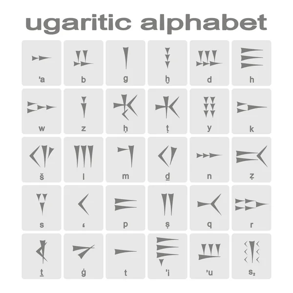 Conjunto Ícones Monocromáticos Com Alfabeto Cuneiforme Ugarítico Para Seu Design — Vetor de Stock