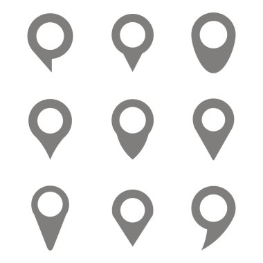 Tasarımınız için gezinti pimleri ile tek renkli simgeler kümesi