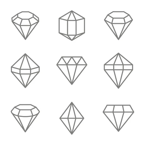 Conjunto Iconos Monocromáticos Con Joyas Diamantes Para Diseño — Vector de stock