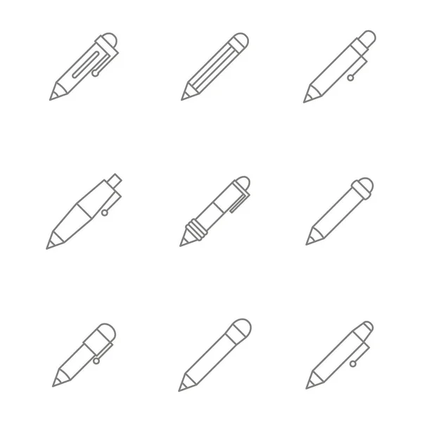 Set Monochrome Icons Pen Pencil Your Design Stock Vector