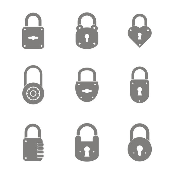 monochrome set with lock icons for your design