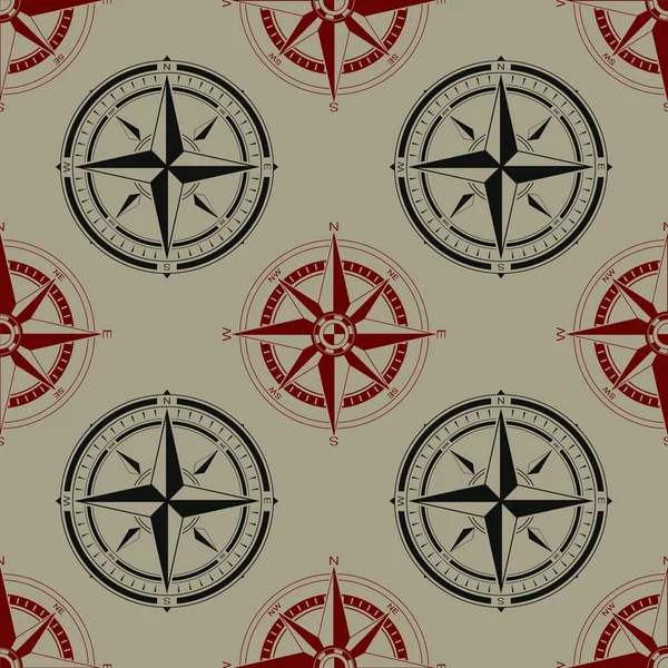 Seamless Pattern Compass Rose Your Design — Stock Vector