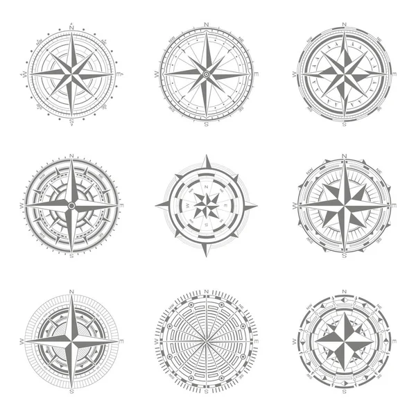 Vector Icons Compass Rose Your Design — Stock Vector