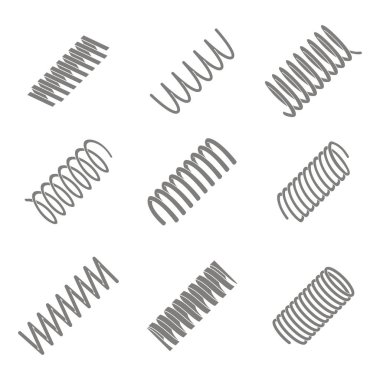 set of monochrome icons with Springs for your design clipart