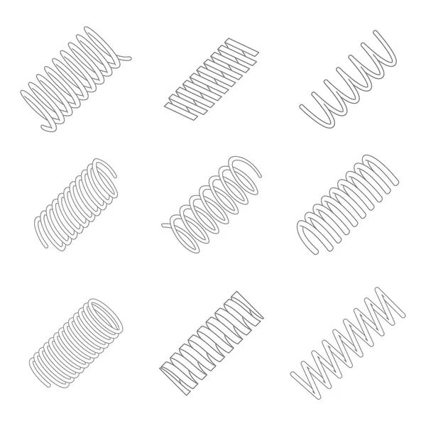 Set Monochrome Icons Springs Your Design — Stock Vector