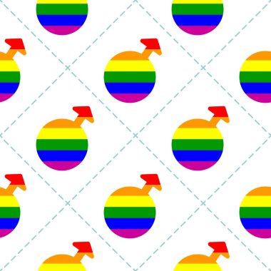 Tasarımınız için erkek ve kadın gökkuşağı gay semboller ile Seamless modeli