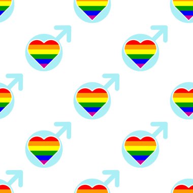 Tasarımınız için erkek ve kadın gökkuşağı gay semboller ile Seamless modeli